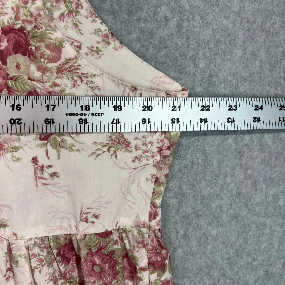 Laura Ashley Nightgown Women L Rose Tea Pink Floral Cotton Lace Trim Vintage NWT